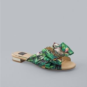 WHBM TROPICAL-PRINT BOW SLIDES Size 6 NIB